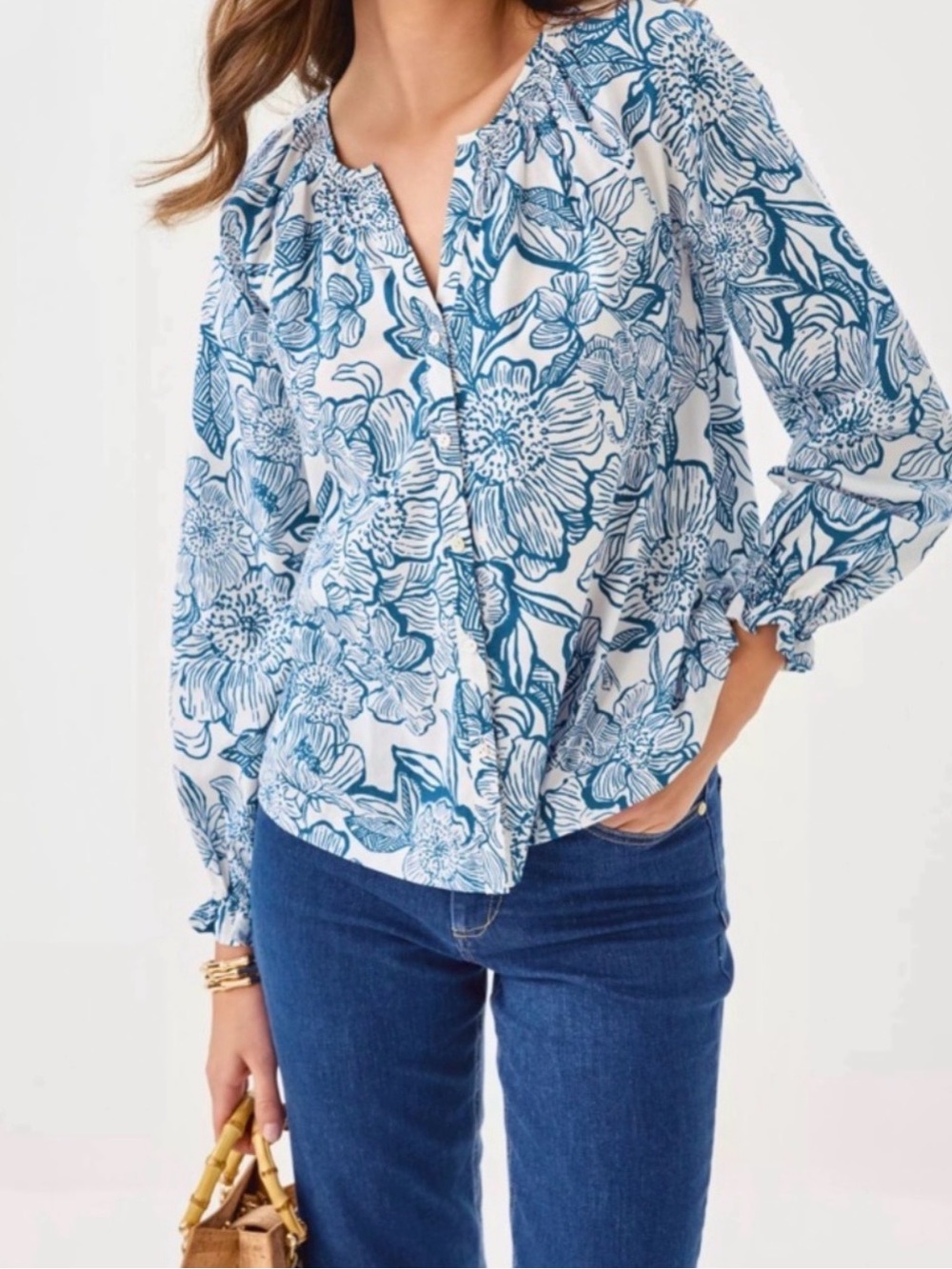 NWT Lilly Pulitzer XL Aldina Button Down Top “Coconut Unforgettable” sz XL